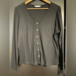 NWOT LC Lauren Conrad Women's Black Button-Up Top